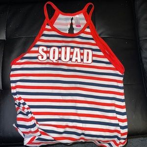Red, White, and Blue open back tank top